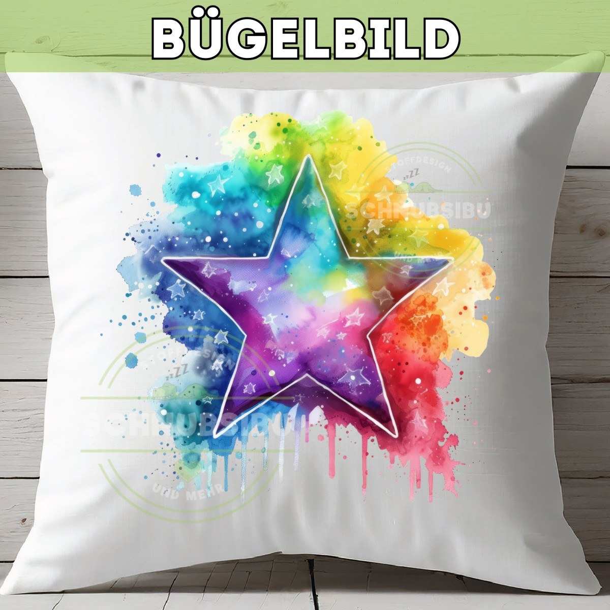 Bügelbild Regenbogenstern